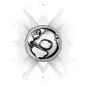 A switchblade is piercing Planet Earth. tattoo design idea