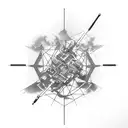 retro sci-fi tripod picking up woman tattoo design idea