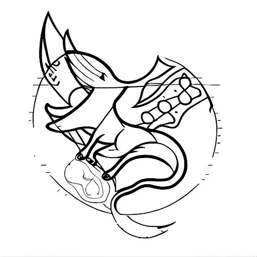 A minimalist tattoo of a fox casting a Patronus charm in the shape of Harry Potter's glasses and scar. tattoo design idea