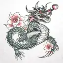 samurai cherry blossom dragon tattoo design idea
