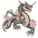 samurai cherry blossom dragon tattoo design idea
