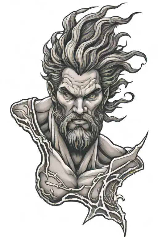 zeus throwing lightning bolt striking tattoo design idea