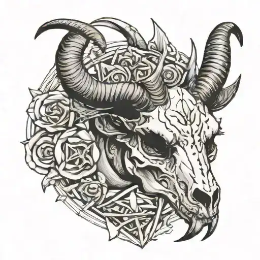 illuminati goat skull tattoo design idea