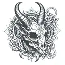 illuminati goat skull tattoo design idea