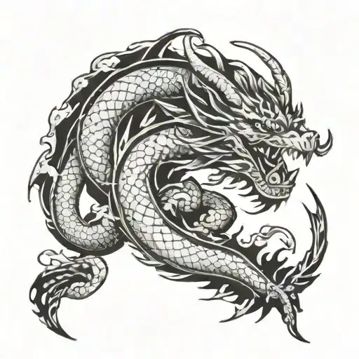 dragon asian tattoo with clouds arm band narrow   tattoo design idea