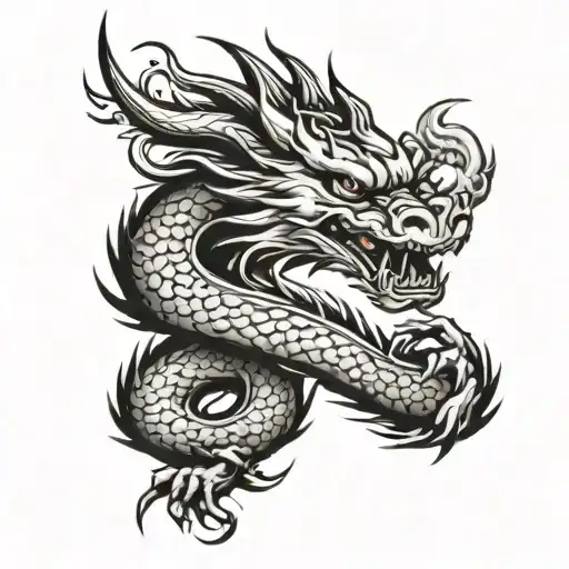 dragon asian tattoo with nimbus clouds thin arm band  tattoo design idea