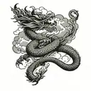 dragon asian tattoo with nimbus clouds thin arm band  tattoo design idea