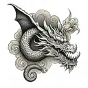 dragon asian tattoo with nimbus clouds thin arm band  tattoo design idea