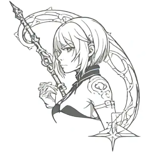 2b nier automata surrounded with lunar tear tattoo design idea