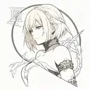 2b nier automata surrounded with lunar tear tattoo design idea
