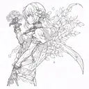 Nier automata 2B silouette with lunar tear flower tattoo design idea