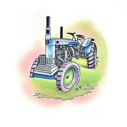 a tractor in a garden tattoo design idea