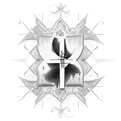 Philippians 4:13 wrapped around a cross with a cool back ground tattoo design idea