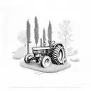 a tractor in a garden tattoo design idea