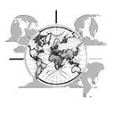 A minimalist tattoo of a world map with airplane icons marking the places you've traveled tattoo design idea