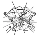 A minimalist tattoo of a world map with airplane icons marking the places you've traveled tattoo design idea