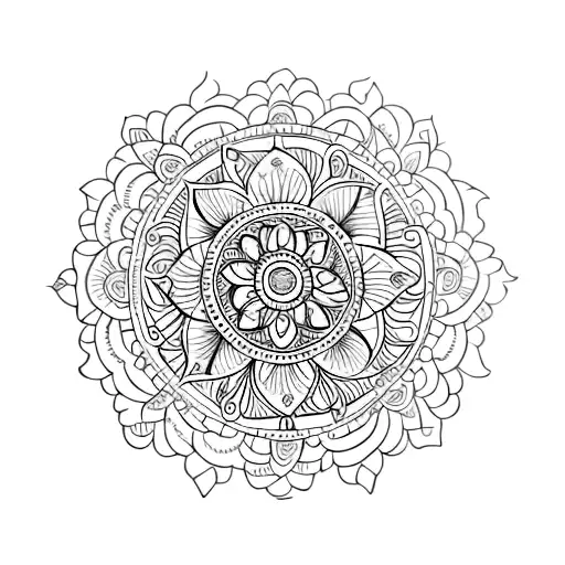 Indian mandala with birds tattoo design idea