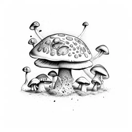 mushroom and spores  tattoo design idea