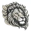 forearm lion with a scar of a cross on the left eye  tattoo design idea