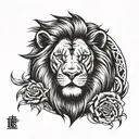 forearm lion with a scar of a cross on the left eye  tattoo design idea