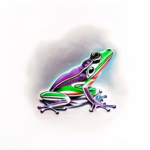 Frog playing guitar on fuschia tattoo design idea