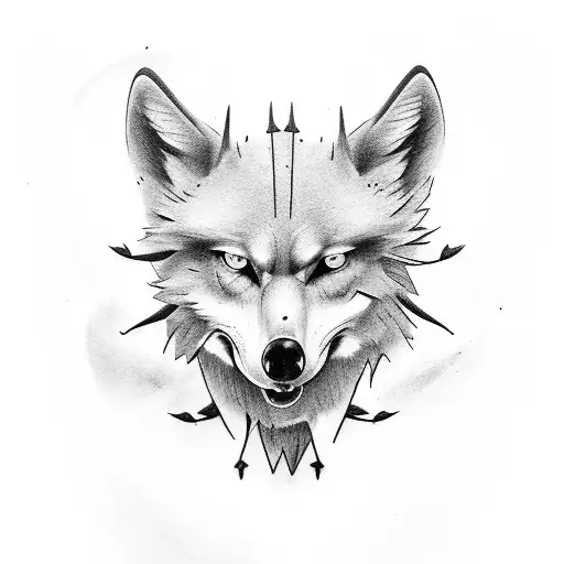 Crow, thorn, linr, wolf tattoo design idea