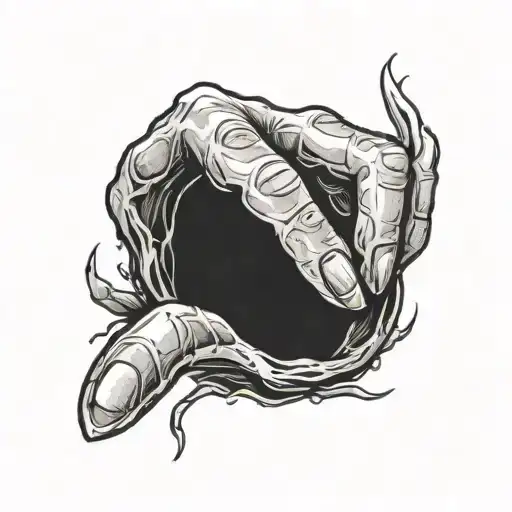 A normal human  Hand coming out of a hole tattoo design idea