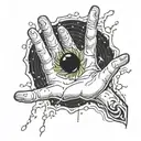 A hand coming out of a black hole that holds onto the edge  tattoo design idea