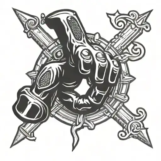 knuckleduster weapon ghetto tattoo design idea