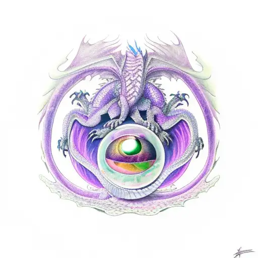 dragon wrapped around a dragon eye   (purple in color) tattoo design idea