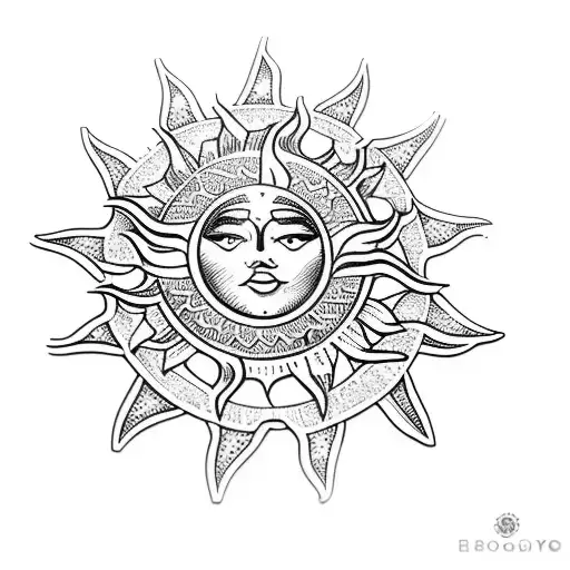 a sun brooch tattoo design idea