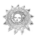 a sun brooch tattoo design idea