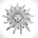 a sun brooch tattoo design idea