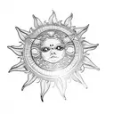 a sun brooch tattoo design idea
