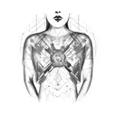 electric circuit bodysuit with a procesator on chest tattoo design idea