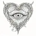 curse heart with eye and thorn tattoo design idea