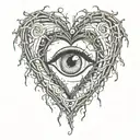 curse heart with eye and thorn tattoo design idea