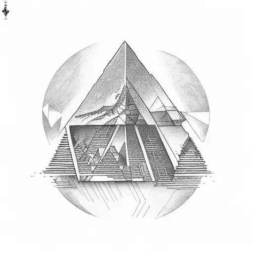 pyramide and stairs tattoo design idea