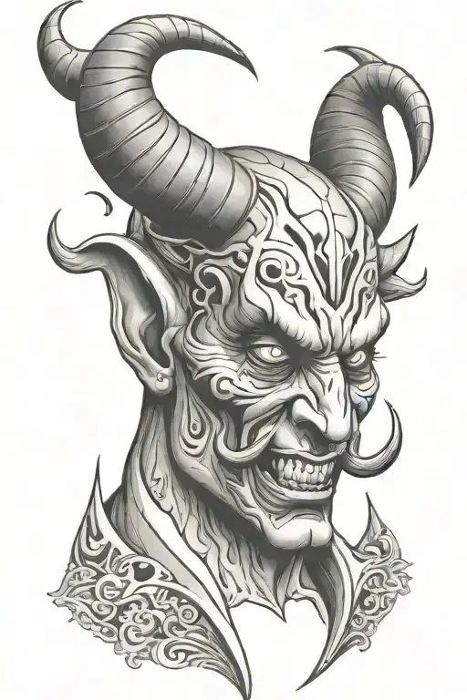 devil face tattoo design idea