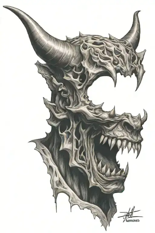 devil face tattoo design idea