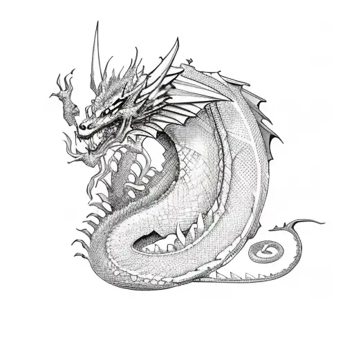 Stack of books with dragon scales as pages tattoo design idea