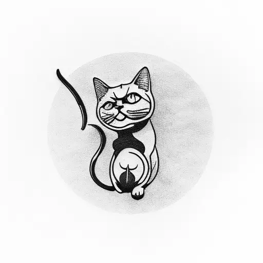 A coffee bean morphing into a cat silhouette tattoo design idea