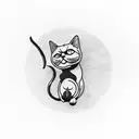 A coffee bean morphing into a cat silhouette tattoo design idea