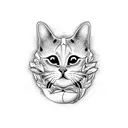 A coffee bean morphing into a cat silhouette tattoo design idea