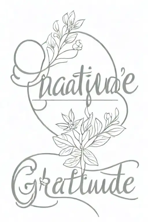 gratitude script font tattoo design idea