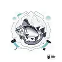 bear salmon crab tattoo design idea