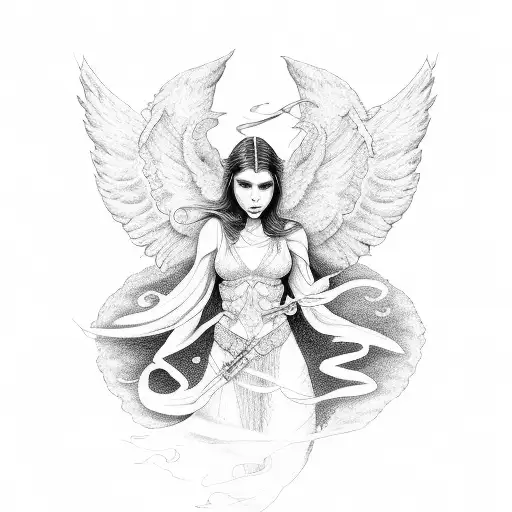 angels heaven war tattoo design idea