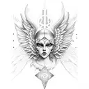 angels heaven war tattoo design idea