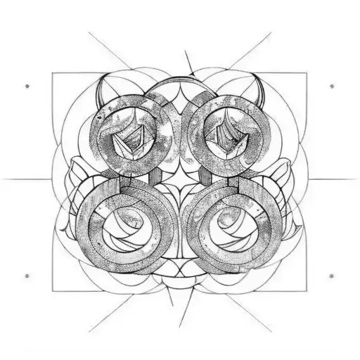 twin flames in losange center tattoo design idea