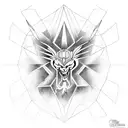 lux in tenebris entouré par deux flammes  tattoo design idea